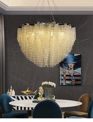 Alruba Beaded Crystal Bowl Chandelier