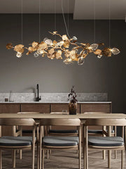 Merope Copper Glass Leaf Chandelier