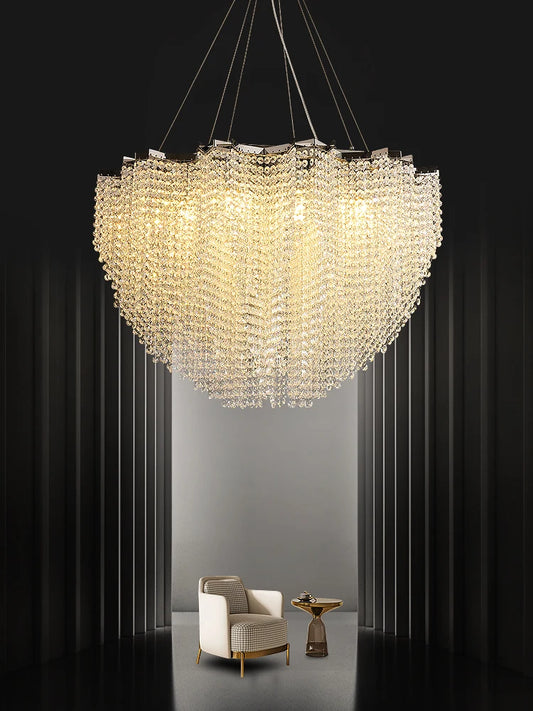 Alruba Beaded Crystal Bowl Chandelier