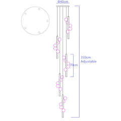 Girtab Globe Rod Staircase Chandelier