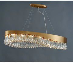 Nahn Oval Crystal Drop Band Chandelier