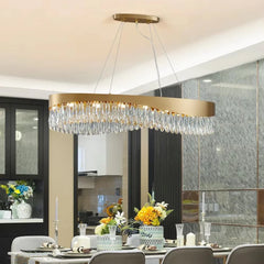 Nahn Oval Crystal Drop Band Chandelier