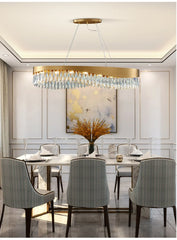 Nahn Oval Crystal Drop Band Chandelier