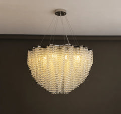 Alruba Beaded Crystal Bowl Chandelier