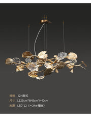 Merope Copper Glass Leaf Chandelier