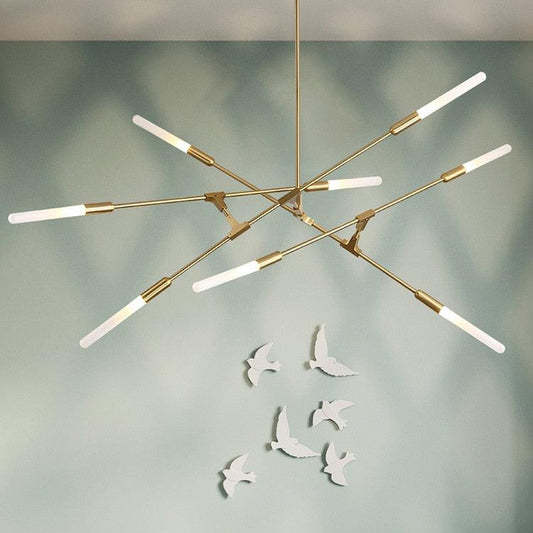 Postmodern LED Golden Iron Linear Chandelier - Galastellar