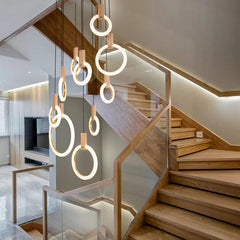 Wooden Acrylic Ring Chandelier - Galastellar