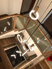 Wooden Acrylic Ring Chandelier - Galastellar